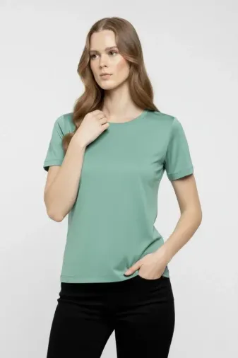 T-Shirt Bisiklet Yaka Slim Fit Likralı Tişört Günlük Basic Body - Mint Yeşili - XL - Mint Yeşili