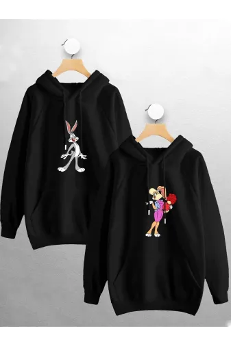 Tarzsokak TYC58URNQN170517245869359 Sevgili Çift Kombini Bugs Bunny- Lola Baskılı Tasarım Kapüşonlu Sweatshirt 2 Li Set