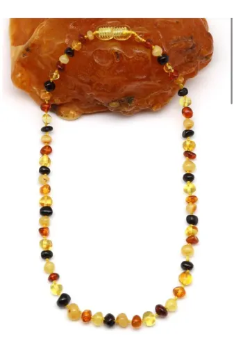 Taş-Mir taş-mirbebekkehribar Orijinal Damla Kehribar Bebek Diş Kolyesi 32 Cm