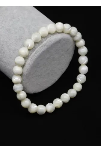 Taş-Mir tasmiryuvaelaksedef Orijinal Doğal Taş Bileklik 6 Mm Yuvarlak Kesim
