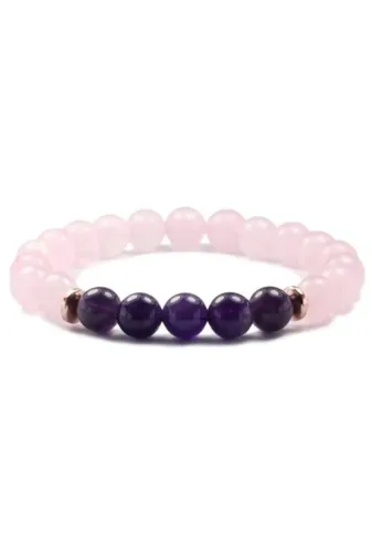TAŞ RÜYASI se2411202101 Ametist - Pembe Kuvars Doğal Taş Bileklik 8 Mm