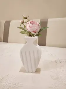 TAŞ TOZU ÇİZGİLİ MİNİ DEKORATİF VAZO