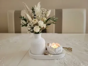 TAŞ TOZU DEKORATİF VAZO VE MUMLUK SETİ