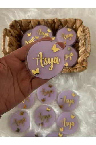 tasarı marketi TMMGNT Şeffaf Pleksi Magnet Bebek Magnet Isme Özel Magnet 20 Adet