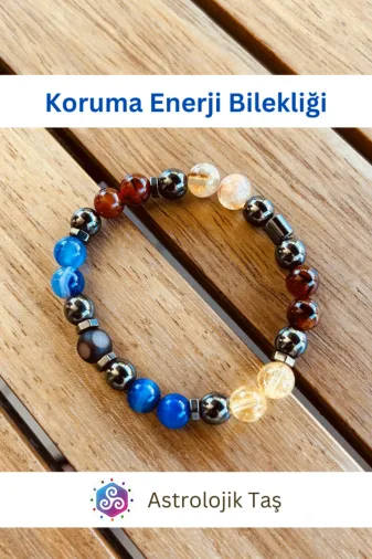 Tasarım 169AST09 Sertifikalı Doğal Taş Koruma Enerji Bilekliği (Nazar)