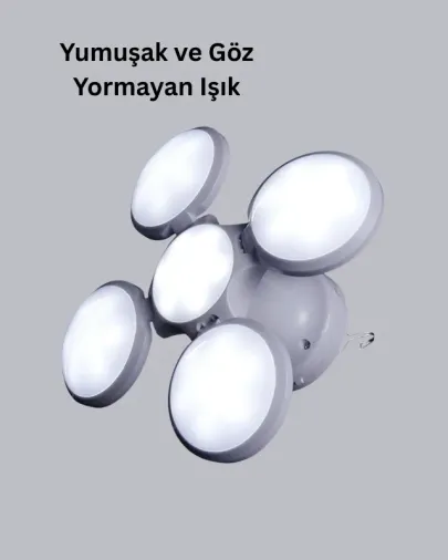 Taşınabilir 5 Kanatlı Solar Kamp Lambası Usb Şarjlı Ip65 Su Geçirmez
