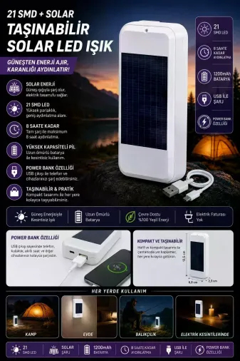 Taşınabilir Solar Led Power Bank