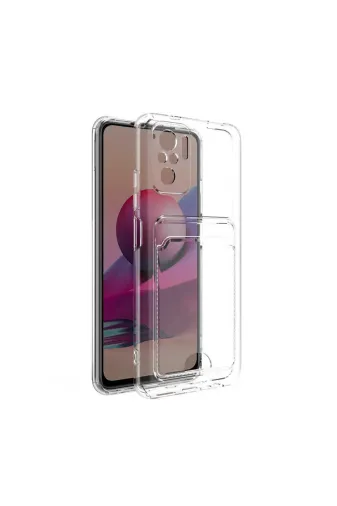 Techaks T23777-TCHS Redmi Note 10 Kılıf Kartlıklı Şeffaf Zore Setra Clear Silikon Kapak - Renksiz