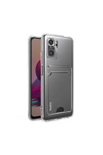 Techaks T23778-TCHS Redmi Note 10S Kılıf Kartlıklı Şeffaf Zore Setra Clear Silikon Kapak - Renksiz
