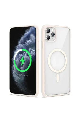 Techaks T26013-TCHS Iphone 11 Pro Max Kılıf Magsafe Wireless Şarj Özellikli Silikon Zore Ege Kapak - Pembe