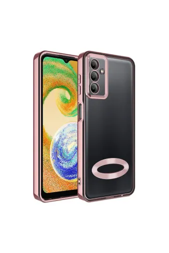 Techaks T30184-TCHS Galaxy A05S Kılıf Kamera Lens Korumalı Kenarları Renkli Logo Gösteren Omega Kapak - Rose Gold