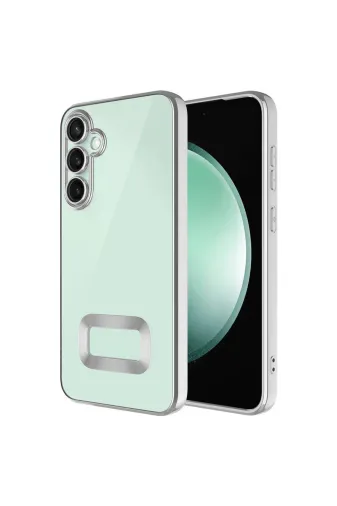 Techaks T31176-TCHS Galaxy A55 Kılıf Kamera Lens Korumalı Kenarları Renkli Logo Gösteren Omega Kapak - Gümüş