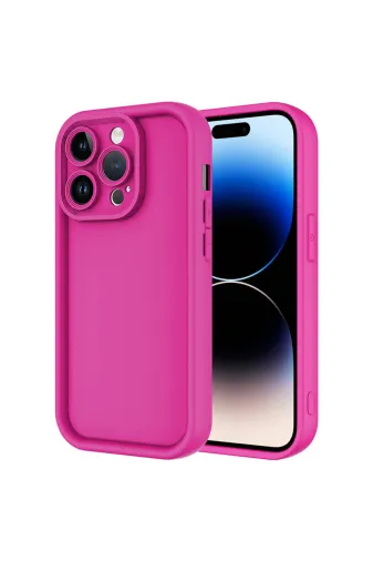 Techaks T31847-TCHS Iphone 14 Pro Max Kılıf Kamera Korumalı Zore Ananas Kapak - Pembe Koyu