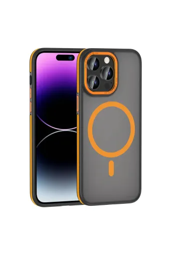 Techaks T32036-TCHS Iphone 14 Pro Kılıf Magsafe Şarj Özellikli Mat Görünümlü Zore Ant Kapak - Turuncu