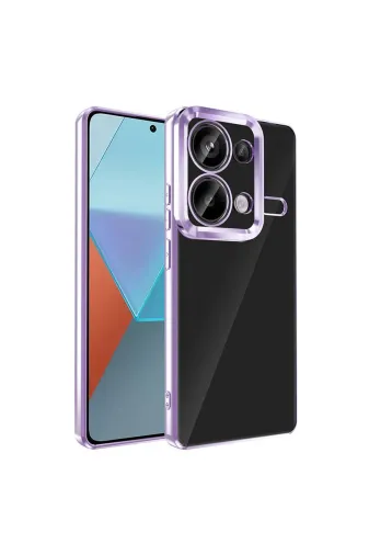 Techaks T32066-TCHS Redmi Note 13 Pro 4G Kılıf Kamera Lens Korumalı Kenarları Renkli Logo Gösteren Omega Kapak - Lila