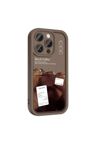 Techaks T32274-TCHS Iphone 15 Pro Max Kılıf Kamera Korumalı Baskılı Arka Yüzey Zore Klas Kapak - Koyu Kahve