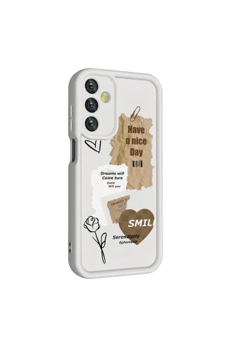 Techaks T32279-TCHS Galaxy A25 Kılıf Kamera Korumalı Baskılı Arka Yüzey Zore Klas Kapak - Beyaz