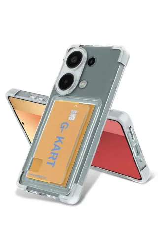 Techaks T32835-TCHS Redmi Note 13 4G Kılıf Airbag Tasarımlı Şeffaf Kartlıklı Zore G-Kart Kapak - Şeffaf