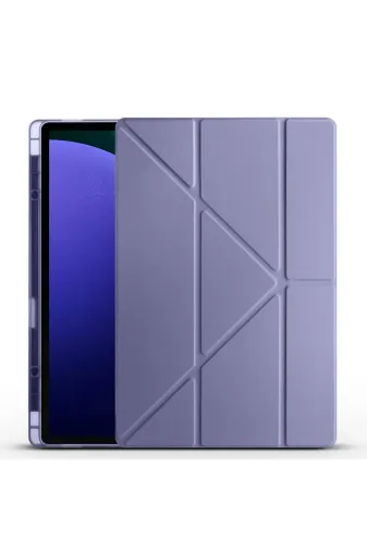 Techaks T34248-TCHS Galaxy Tab S10 Ultra Kılıf Zore Tri Folding Kalem Bölmeli Standlı Kılıf - Mor