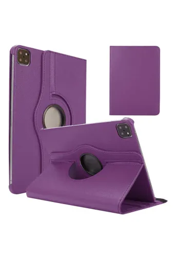 Techaks T36456-TCHS Ipad Air 11 2025 M3 Uyumlu 360 Derece Dönebilen Ön Arka Tam Koruma Dönebilen Standlı Kılıf - Mor