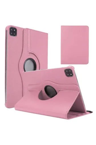 Techaks T36456-TCHS Ipad Air 11 2025 M3 Uyumlu 360 Derece Dönebilen Tam Koruma Dönebilen Standlı Kılıf - Pembe Açık