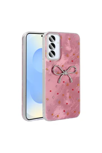 Techaks T36569-TCHS Galaxy A25 Kılıf Kamera Korumalı Figürlü Ponti Esnek Silikon Kapak - Açık Pembe
