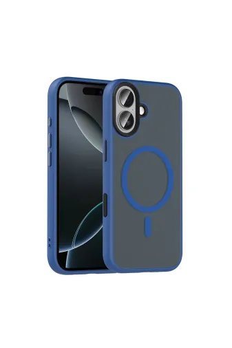 Techaks T38688-TCHS Iphone 17 Kılıf Mat Arka Yüzey Wireless Şarj Özellikli Zore Flet M-Safe Kapak - Lacivert