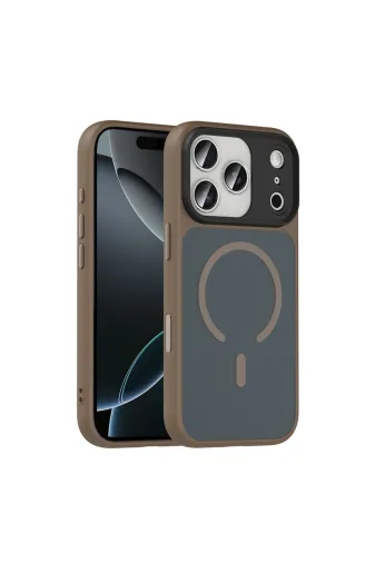 Techaks T38690-TCHS Iphone 17 Pro Kılıf Mat Arka Yüzey Wireless Şarj Özellikli Zore Flet M-Safe Kapak - Desert Titanyum