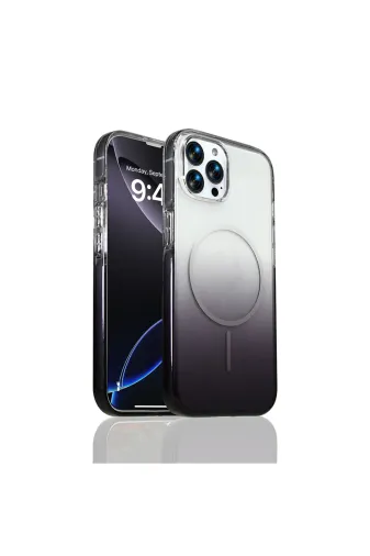 Techaks T40057-TCHS Iphone 16 Pro Max Kılıf M-Safe Şarj Özellikli Zore Septik Silikon Kapak - Siyah