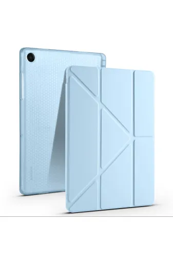 Techaks T40394-TCHS Galaxy Tab A11 Plus Kılıf Tchs Tri Folding Kalem Bölmeli Standlı Kılıf - Mavi