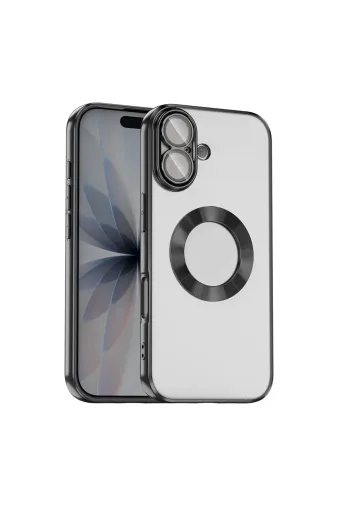 Techaks T40488-TCHS Iphone 17 Kılıf Kamera Korumalı Logo Gösteren Tchs Omega Kapak - Siyah