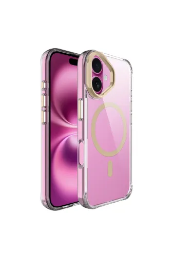 Techaks T40492-TCHS Iphone 17 Kılıf M-Safe Şarj Özellikli Airbagli Kamera Standlı Tchs Azor Kapak - Gold