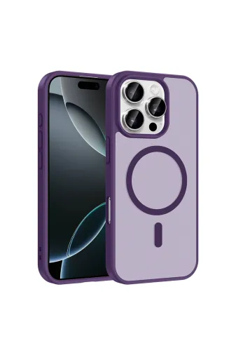 Techaks T41344-TCHS Iphone 16 Pro Max Kılıf M-Safe Şarj Özellikli Tchs Babet Kapak - Derin Mor