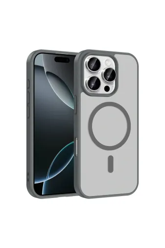 Techaks T41344-TCHS Iphone 16 Pro Max Kılıf M-Safe Şarj Özellikli Tchs Babet Kapak - Gri