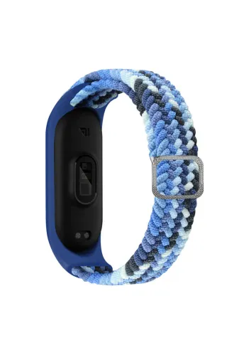 Techaks TCHS-18936 Xiaomi Mi Band 5 Uyumlu Krd-49 Örgü Zore Kordon-Briliant Blue