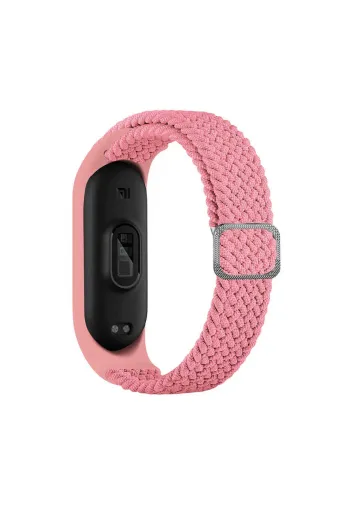 Techaks TCHS-18936 Xiaomi Mi Band 5 Uyumlu Krd-49 Örgü Zore Kordon-Pembe