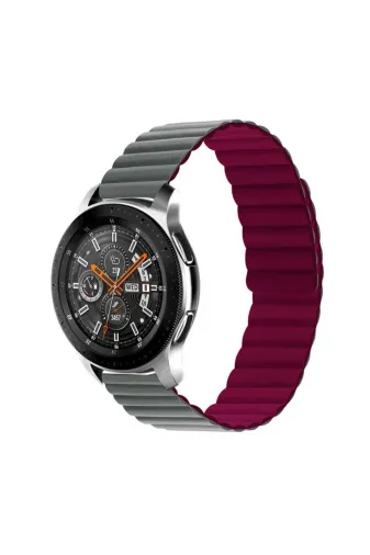 Techaks TCHS-22630 Galaxy Watch Active 2 44Mm Uyumlu Krd-52 Zore Kordon-Gri-Kırmızı