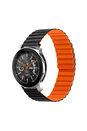 Techaks TCHS-22638 Gear S3 Uyumlu Krd-52 Zore Kordon-Siyah-Turuncu