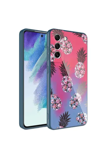Techaks TCHS-23694 Galaxy S21 Fe Uyumlu Kamera Korumalı Desenli Sert Silikon Zore Epoksi Kılıf-No3