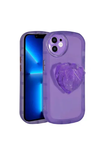 Techaks TCHS-23864 Iphone 12 Uyumlu Kamera Korumalı Pop Soketli Renkli Zore Ofro Kılıf-Mor