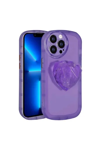 Techaks TCHS-23866 Iphone 13 Pro Uyumlu Kamera Korumalı Pop Soketli Renkli Zore Ofro Kılıf-Mor