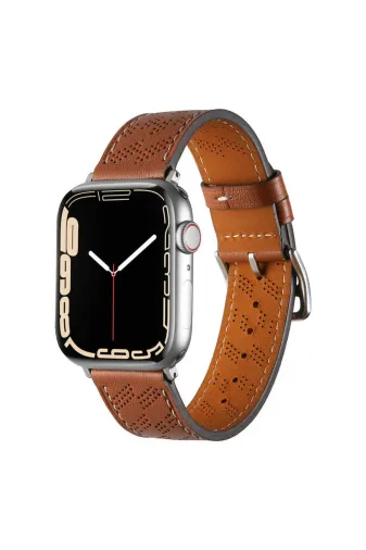 Techaks TCHS-25332 Watch 44Mm Uyumlu Krd-76 Pu Deri Kordon Strap Kayış Clo- Kahverengi