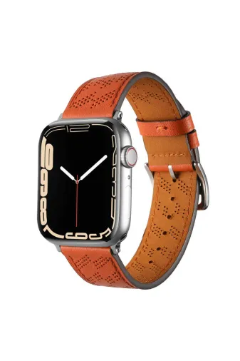 Techaks TCHS-25333 Watch 7 45Mm Uyumlu Krd-76 Pu Deri Kordon Strap Kayış Clo- Turuncu