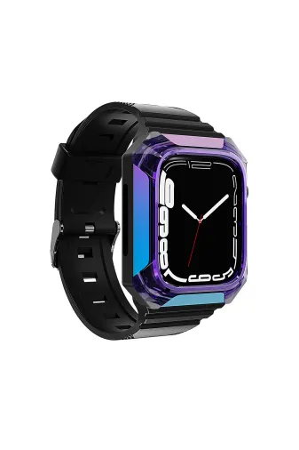 Techaks TCHS-27281 Watch 7 41Mm Uyumlu Krd-88 Sert Pc Kasa Koruyuculu Uyumlu Zore Kordon-Mor