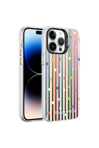 Techaks TCHS-27931 Iphone 14 Pro Uyumlu Desenli Zore Silver Sert Kılıf-Noktalar