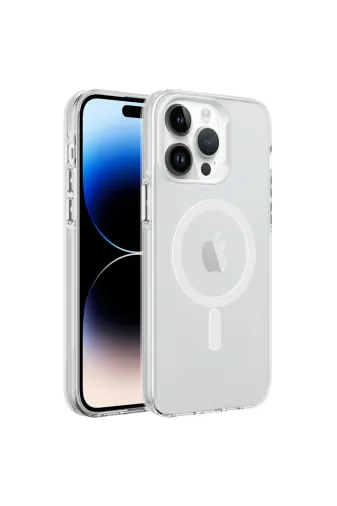 Techaks TCHS-27941 Iphone 14 Pro Uyumlu Zore Magsafe Şarj Özellikli Buzlu Transparan C-Pro Sert Kılıf-Renksiz
