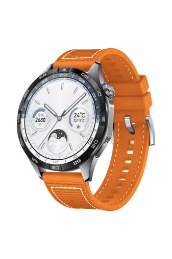 Techaks TCHS-30689 Huawei Gt2 46Mm Uyumlu Clo- Krd-102 22Mm Silikon Kordon-Turuncu