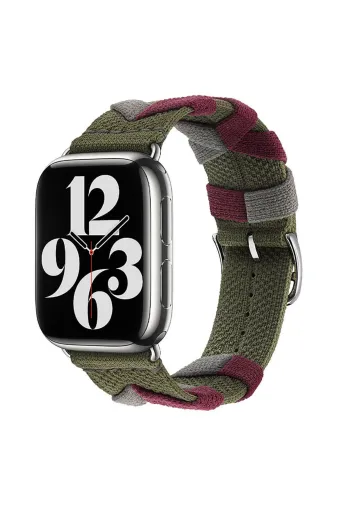 Techaks TCHS-30697 Watch 42Mm Uyumlu Clo- Krd-97 Sarmal Örgü Tasarımlı Kordon-Haki