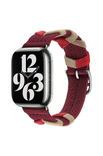 Techaks TCHS-30698 Watch 44Mm Uyumlu Clo- Krd-97 Sarmal Örgü Tasarımlı Kordon-Kırmızı