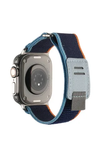 Techaks TCHS-31951 Apple Watch Ultra 49Mm Hasır Kordon Zore Krd-106 Strap Kayış-Lacivert